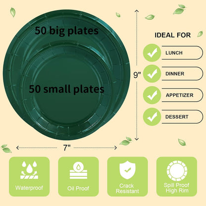 LANLISA 50 Pcs Pink Paper Plates Disposable, 25-9" & 25-7" Disposable Birthday Cake Dessert Plates For Valentines Day, Baby Shower, Easter Party, Mothers Day Party Supplies