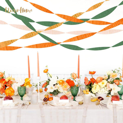 NICROHOME EUR Wedding Party Decorations, 8 Rolls Moss Sage Green Pink Crepe Paper Streamers for Boho Baby Shower, Wedding, Engagement Party, Spring Party, Birthday Party Supplies, 82 ft Long