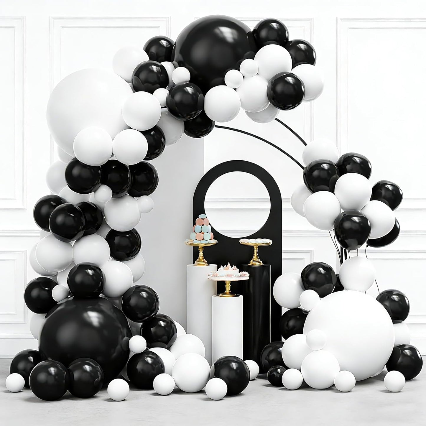Black and Gold Balloons Garland Arch Kit, 134pcs Black and Metallic Gold Balloons with Different Size for 2026 Graduation Decorations, New Year, Birthday, Anniversary Party Decorations