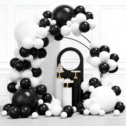 Black and Gold Balloons Garland Arch Kit, 134pcs Black and Metallic Gold Balloons with Different Size for 2026 Graduation Decorations, New Year, Birthday, Anniversary Party Decorations