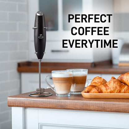 Zulay Kitchen Powerful Milk Frother Wand With Duracell Batteries - Ultra Fast Handheld Drink Mixer - Electric Whisk Foam Maker for Coffee, Lattes, Cappuccino & Matcha - Z1 Motor - Black - Colors C