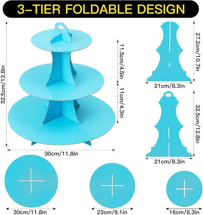 Soleebee 3-Tier Round Cupcake Stand, Cardboard Cupcake Tower, Dessert Cup Cake Stand Tower for Birthday Wedding Party Decoration, Cupcake Tier Stand 1 Set (Hot Pink)