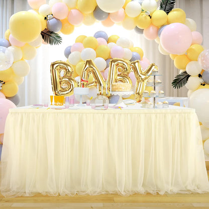 Suppromo 6ft Pink Tulle Table Skirt Baby Shower Tablecloth for Rectangle Tables or Round Tables Pink Ruffle Tutu Table Skirts Desk Skirt for Princess Girls Birthday Party Cake Dessert Decorations