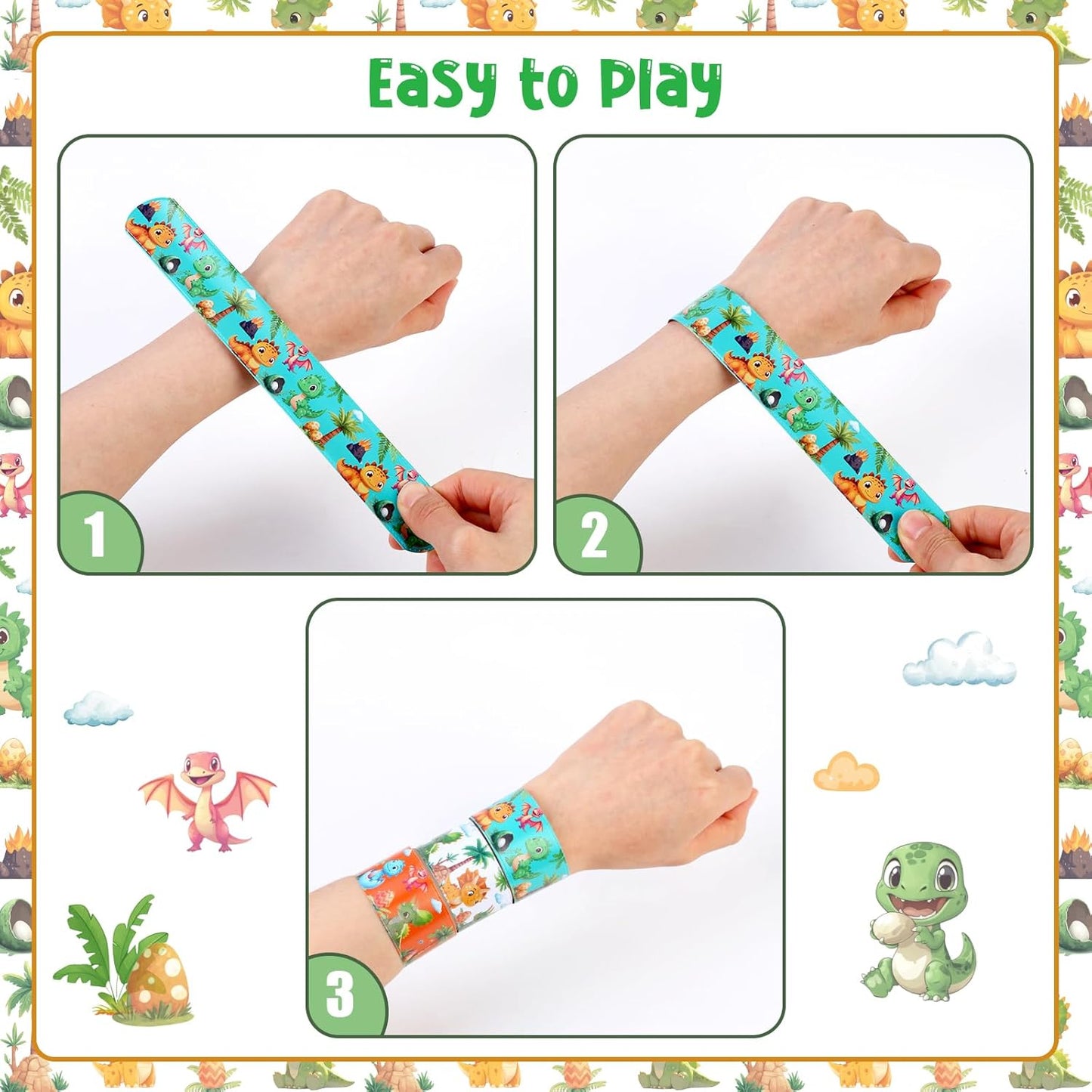 Serencatcher 48pcs Slap Bracelets Party Favors for Birthday Baby Shower Party Supplies Gifts