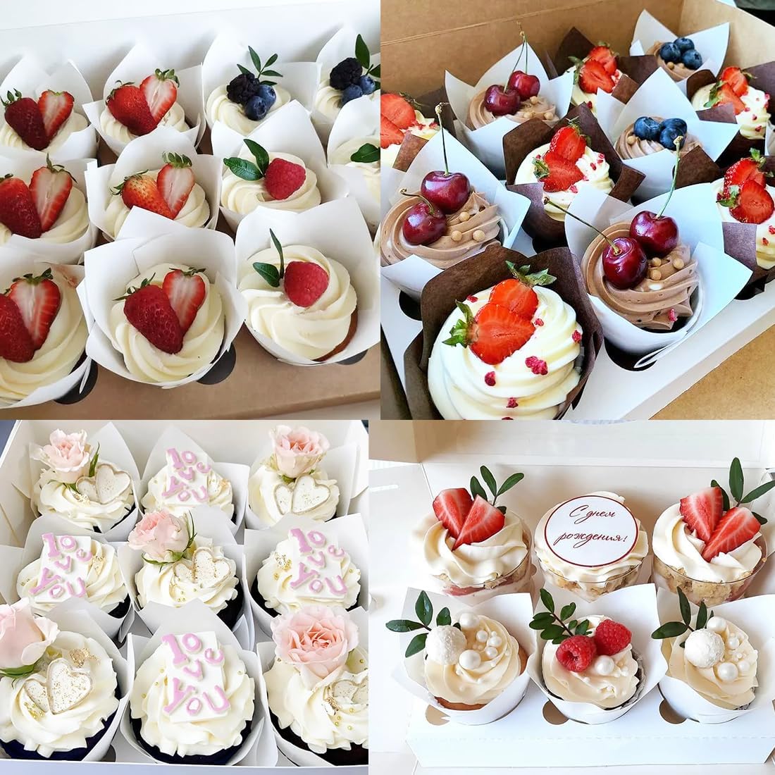 150 Pieces Tulip Cupcake Muffin Liners Paper Baking Cups Greaseproof Cupcake Wrappers for Birthday Wedding Party Baby Showers Catering Restaurants(Pink)