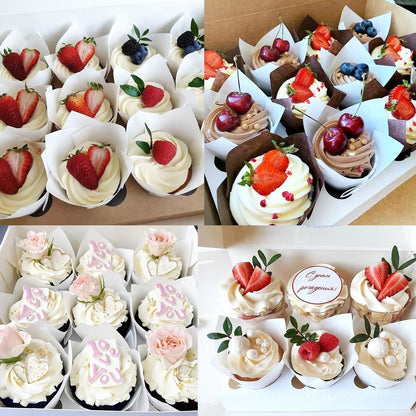 150 Pieces Tulip Cupcake Muffin Liners Paper Baking Cups Greaseproof Cupcake Wrappers for Birthday Wedding Party Baby Showers Catering Restaurants(Pink)