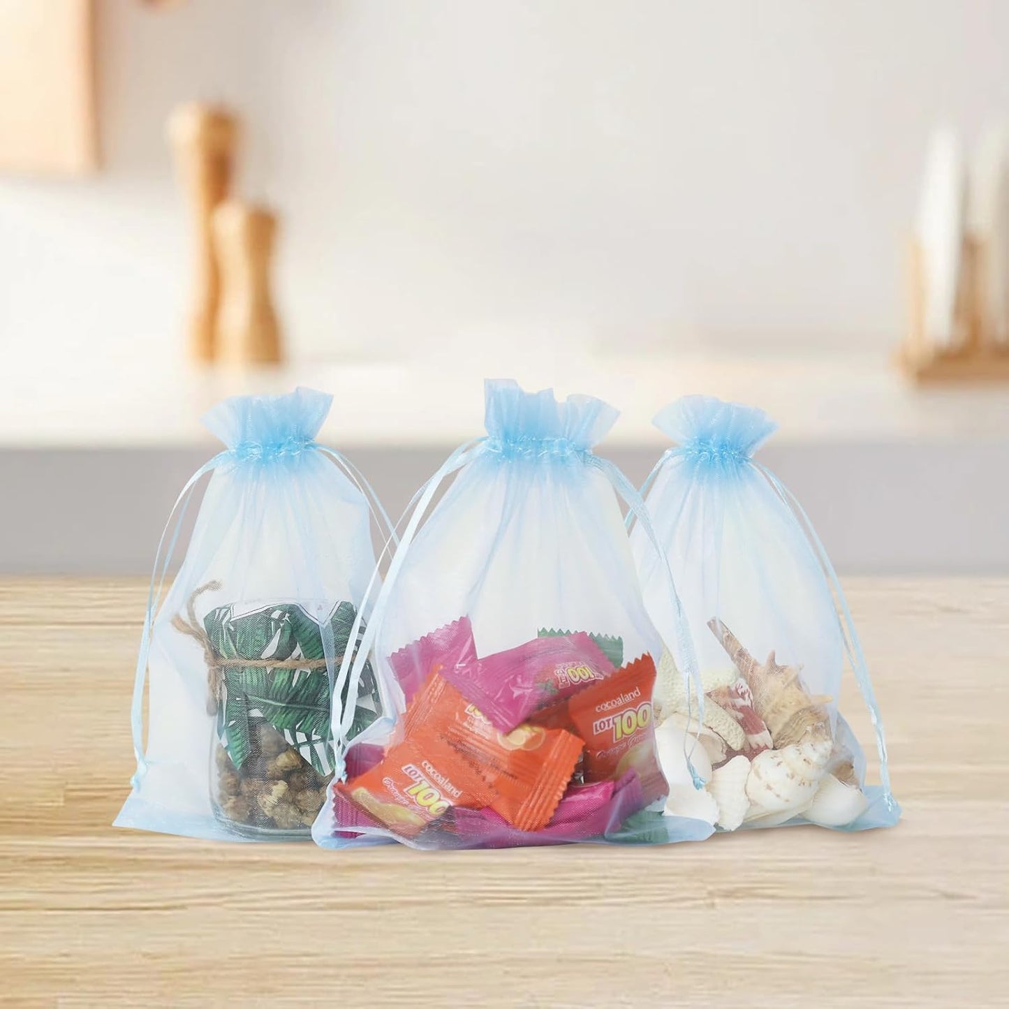 Wudygirl 100pcs 5X7 Inches White Organza Bags Christmas Drawstring Pouches Party Wedding Favor Bags Goodie bags(White 5x7)