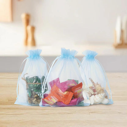 Wudygirl 100pcs 5X7 Inches White Organza Bags Christmas Drawstring Pouches Party Wedding Favor Bags Goodie bags(White 5x7)
