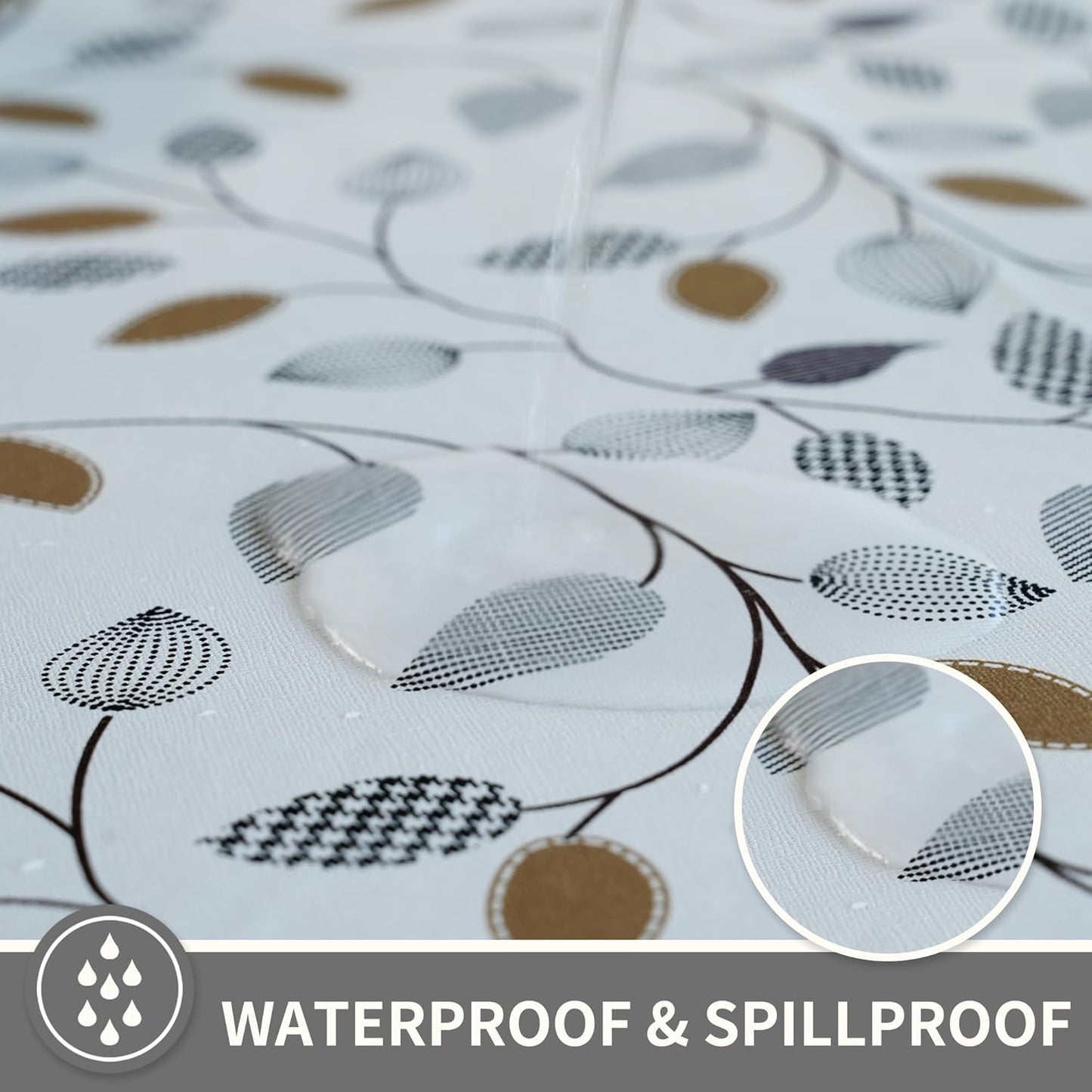 Rectangle Table Cloth,100% Waterproof Tablecloth Oil Proof Spill Proof Vinyl Table Cloth, Wipe Clean Plastic Table Cover for Dining, Camping, Indoor and Outdoor 52" x 70",Leaves