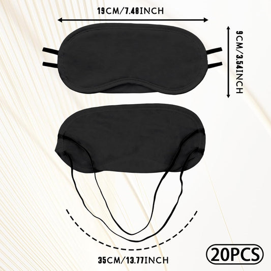 20-Pack Blindfold Sleep Mask Bulk for Party Games Travel Sleep Team Build Party Supply - Eye Covers for Sleeping with Adjustable Strap - Sleeping Masks for Women Men Kids, Black