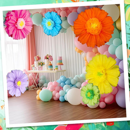 Giegxin 20 Pcs 31.5'', 23.6'', 11.8'', 9.8'' Pink Giant Paper Flower Boho Large Tissue Flower for Wall Pink Pom Pom Floral Decoration for Wall Wedding Bridal Shower Classroom Tea Party Birthday Decor