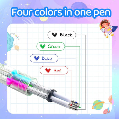 CZWZ 20Pcs Mini Multicolor Pens in One 4-in-1 Cute Pens Bulk for Kids, Fun Kawaii Ballpoint Pens for Birthdays and Children's Party Favors Gifts Teacher School Supplies