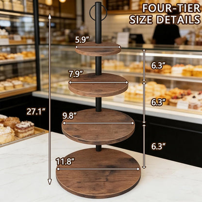 Cupcake Stand, 2 Pack Rustic Wood Cake Stand, 3 Tier Cupcake Tower Round Tiered Tray Stand for Dessert Table Display, Industrial Wooden Serving Stand Wedding, Graduation and Baby Shower