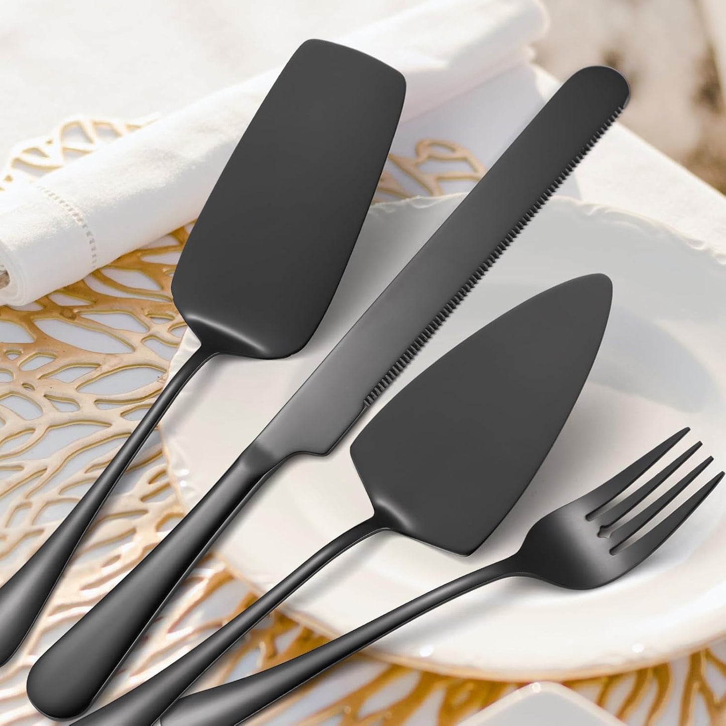 Stainless Steel Serving Utensil Set 10-Piece Buffet Flatware Catering Silverware with Bread Tong,Cake Spatula,Serving Ladles,Salad Fork,Cheese Knife,Large Spoon for Parties Buffet