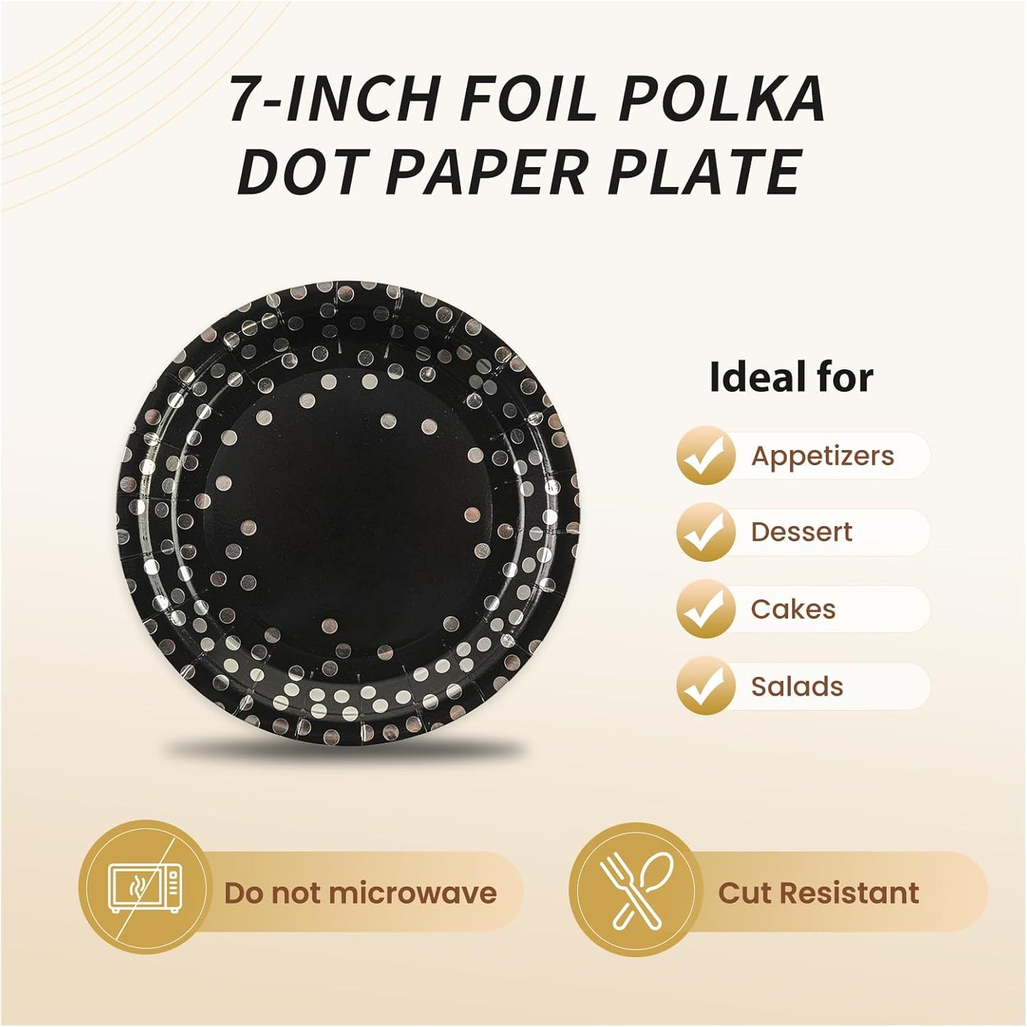 75PCS Paper Plates and Napkins Set - White and Gold Dot Disposable Party Dinnerware Includes Paper Plates, Napkins, Forks Decorations for 2026 New Year, Birthday, Wedding and Holiday, Serves 25
