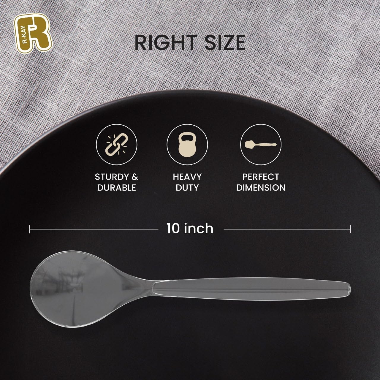 12 Pack Plastic Serving Spoons For Buffet - Extra Large 10 in Clear Plastic Serving Utensils For Hot And Cold Food - Disposable Serving Utensils For Parties - Heavy Duty Plastic Serving Spoon