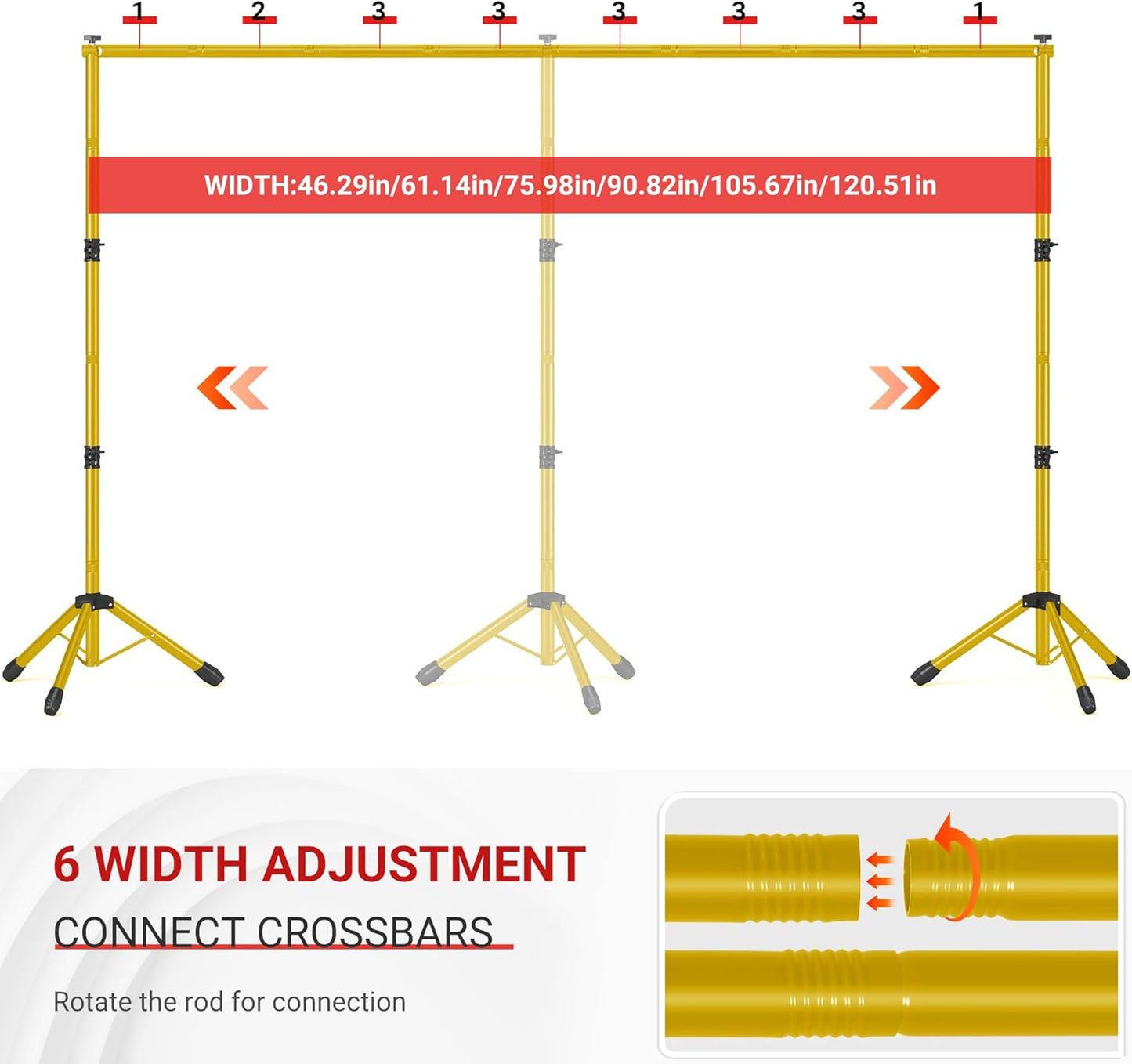 Backdrop Stand, Adjustable 10x7.5 FT Background Stand Backdrop for Parties, Photo Video Studio, Portable Photography Backdrop Stand with Carrying Bag, 6 Backdrop Clamps, and 2 Stand Bags
