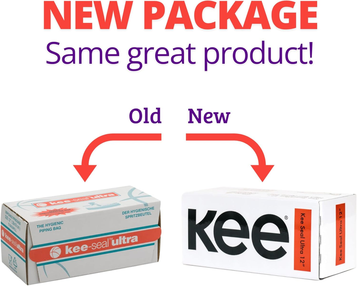KEE-SEAL ULTRA Disposable Pastry Bags, Piping Bag with Non-Slip Outer Surface, Smooth-Flow Interior, Easy Tear Perforation, Convenient Dispenser Box, 18-Inch, Clear