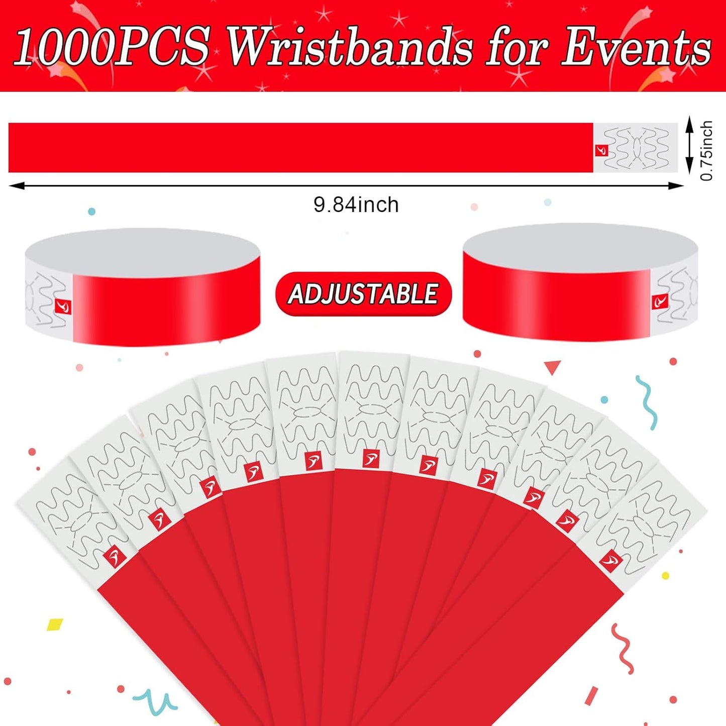 1000 Pcs Paper Wristbands for Events Waterproof Wrist Bands Lightweight Festival Identification Wristbands Neon Adhesive Event Wrist Band for Party