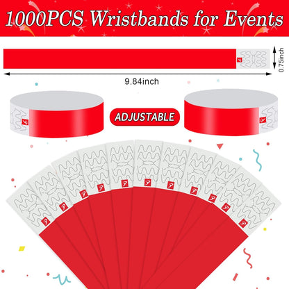 1000 Pcs Paper Wristbands for Events Waterproof Wrist Bands Lightweight Festival Identification Wristbands Neon Adhesive Event Wrist Band for Party