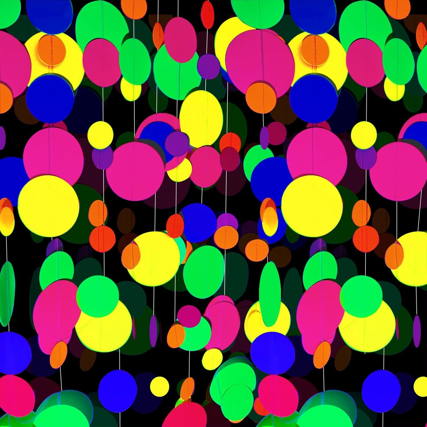 56 Pieces Rainbow Hanging Swirl Decorations Neon Swirl Streamers UV Neon Garland Ceiling Decorations Glow in The Dark Neon Party Supplies and Decorations Black Light Party Kit for Birthday Wedding