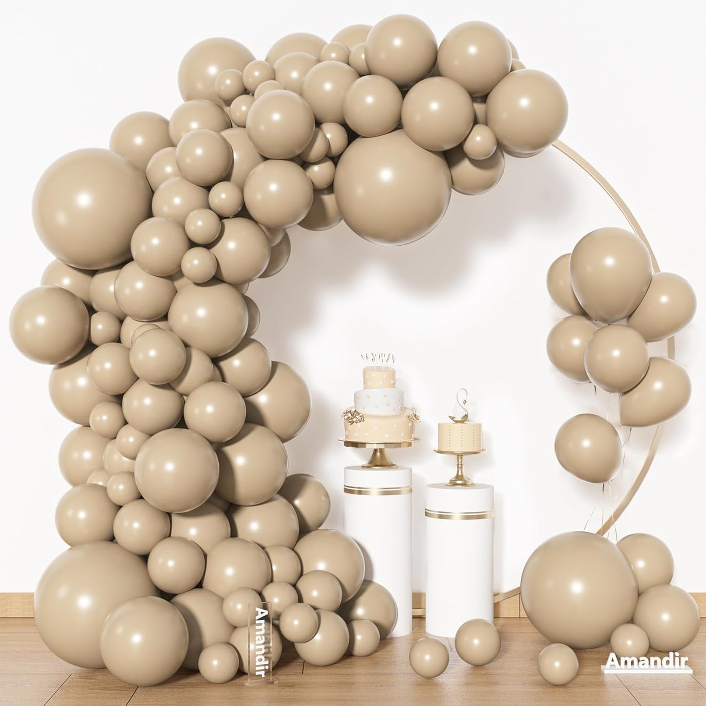Amandir 153pcs White Sand Balloons Arch Garland Kit Different Sizes 18 12 10 5 Inch Cream Beige Sand White Latex Balloon for Birthday Boho Neutral Baby Shower Wedding Anniversary Party Decorations