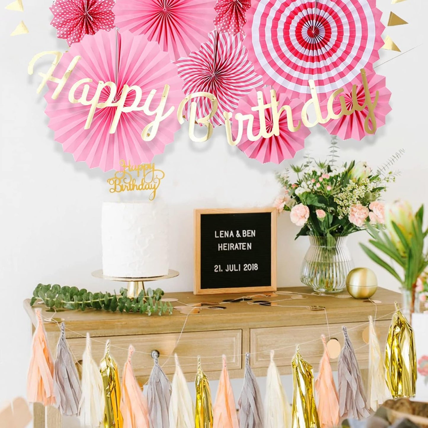 LRCXL 12PCS Party Hanging Paper Fans Set, Fiesta Round Pattern Paper Garlands Decoration Party Supplies for New Year Baby Shower Birthday Wedding Graduation Events Accessories(Yellow)