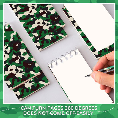 24 Packs Camouflage Mini Spiral Notebooks Military Pocket Notepads Journal Memo Pads for Army Birthday Party Favors Gifts Goodie Bag Office School Classroom Rewards
