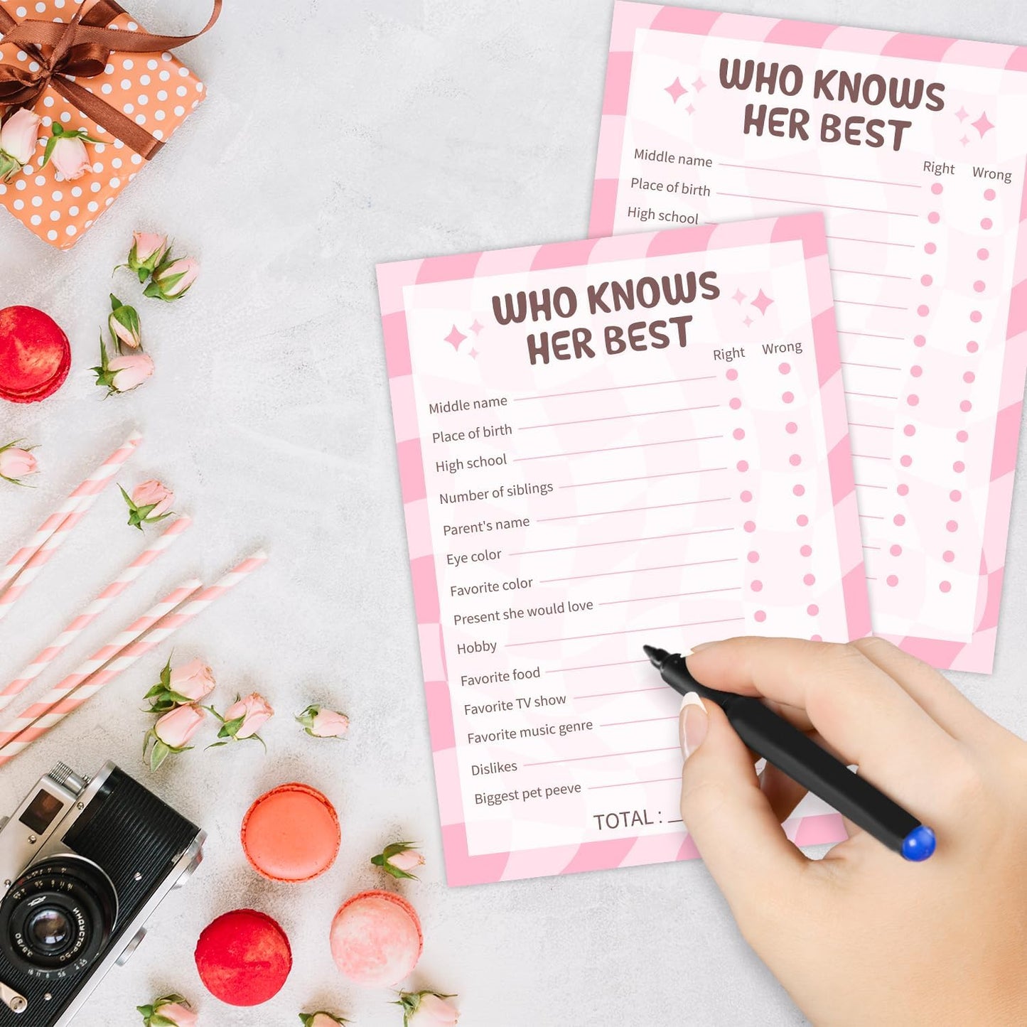Selfie Scavenger Hunt Birthday Party Games Cards for Birthday Sleepover Slumber Party Pink Sweet Party Favors & Supplies Activity for Women Set of 20 - YY026