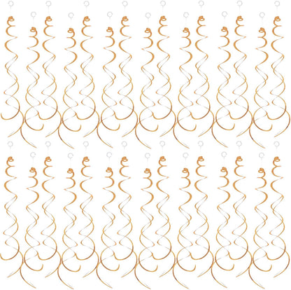 30 Pieces Hanging Swirl Party Decorations Foil Decorations Ceiling Swirl Spiral Hanging Plastic Streamer for Ceiling Birthday Graduation Wedding Celebration Baby Shower Party Supply (Black)