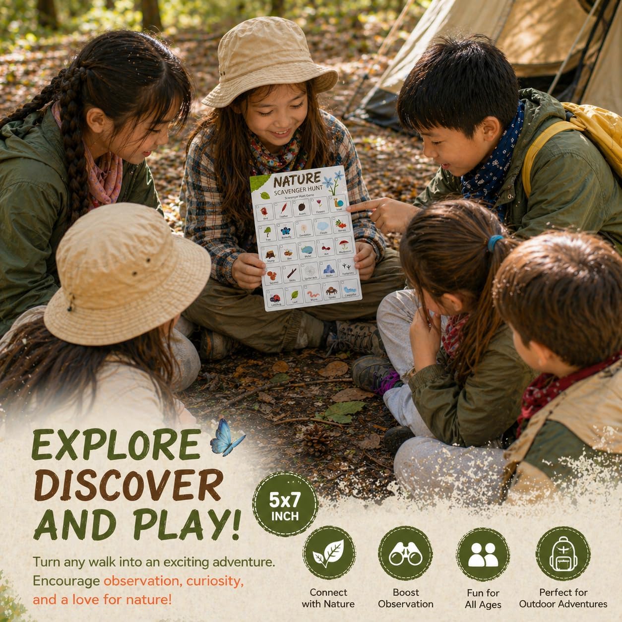 30Pcs Nature Scavenger Hunt Cards, Scavenger Hunt Cards Road Trip and Travel Activities, Spring Summer Holiday Party Supplies, Camping Games Outdoor Indoor Seek Activity-A03