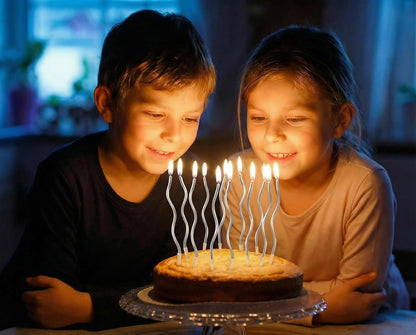 12-Count Spiral Birthday Candles, Long Twisty Gold Party Candles with Candle Holders, Long Burning for Weddings, Birthdays, Party Decorations, Cupcakes, Anniversary and Meetups (Gold)