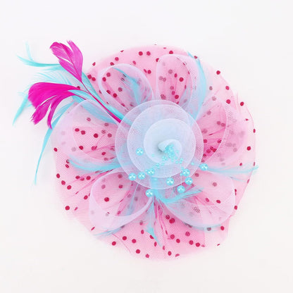 DRESHOW Fascinators Hat Flower Mesh Ribbons Feathers on a Headband and a Clip Tea Party Headwear for Girls and Women - Colors A