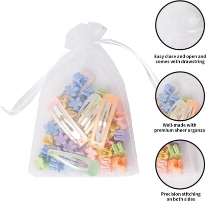 100PCS White Organza Bags, 4x6 Inch Small Mesh Bags Drawstring, Jewelry Gift Bags for Easter, Party, Festival, Bathroom Soaps, Makeup
