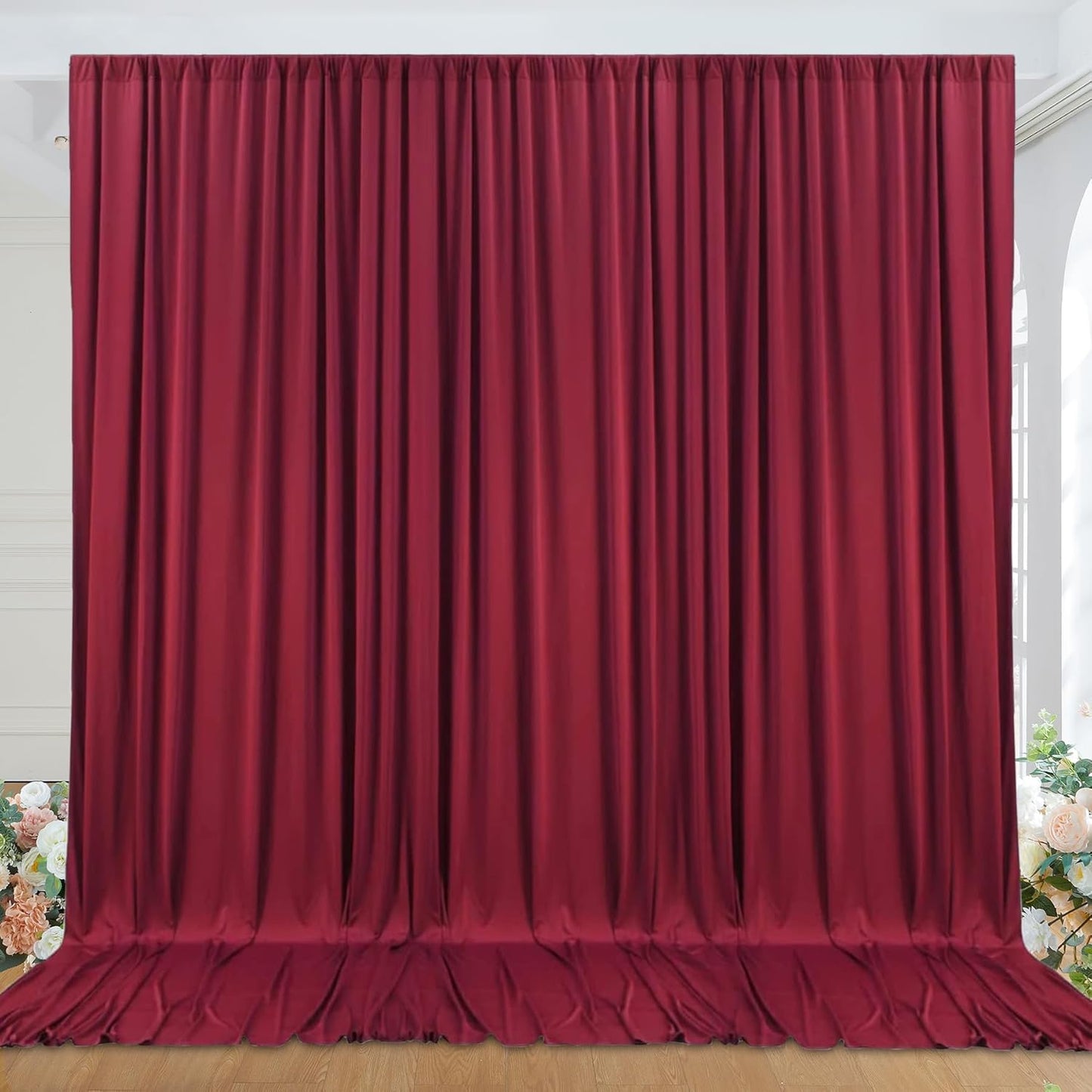 10ftx10ft Black Backdrop Curtains for Weddings Parties, Wrinkle Free 2 Panels Silky Polyester Photo Backdrop Drapes Back Drop Cloth Drapery for Birthday Mother'sDay Photography Background