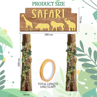 Peryiter 3 Pcs Camping Themed Party Decorations Banner Welcome Porch Sign with 1 Double Sided Tape for Summer Camp Birthday Hawaii Baby Shower Themed Party Activity Decor door (Forest Style)