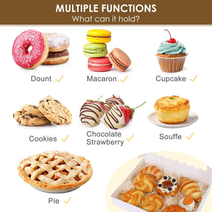 Moretoes 40pcs Cookie Boxes, 14x10x2.5 Inch Auto-Popup Bakery Boxes with Window, for Donuts, Pies, Cakes, Muffins, and Pastries