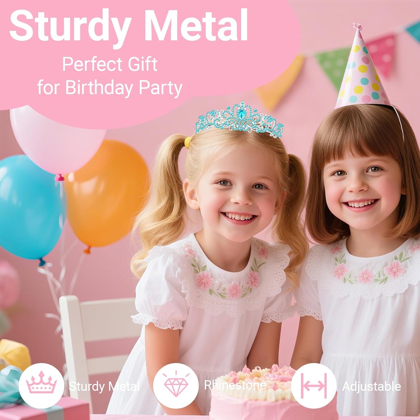 Birthday Tiara and Crown with Sash, Birthday Tiara for Women Party Silver
