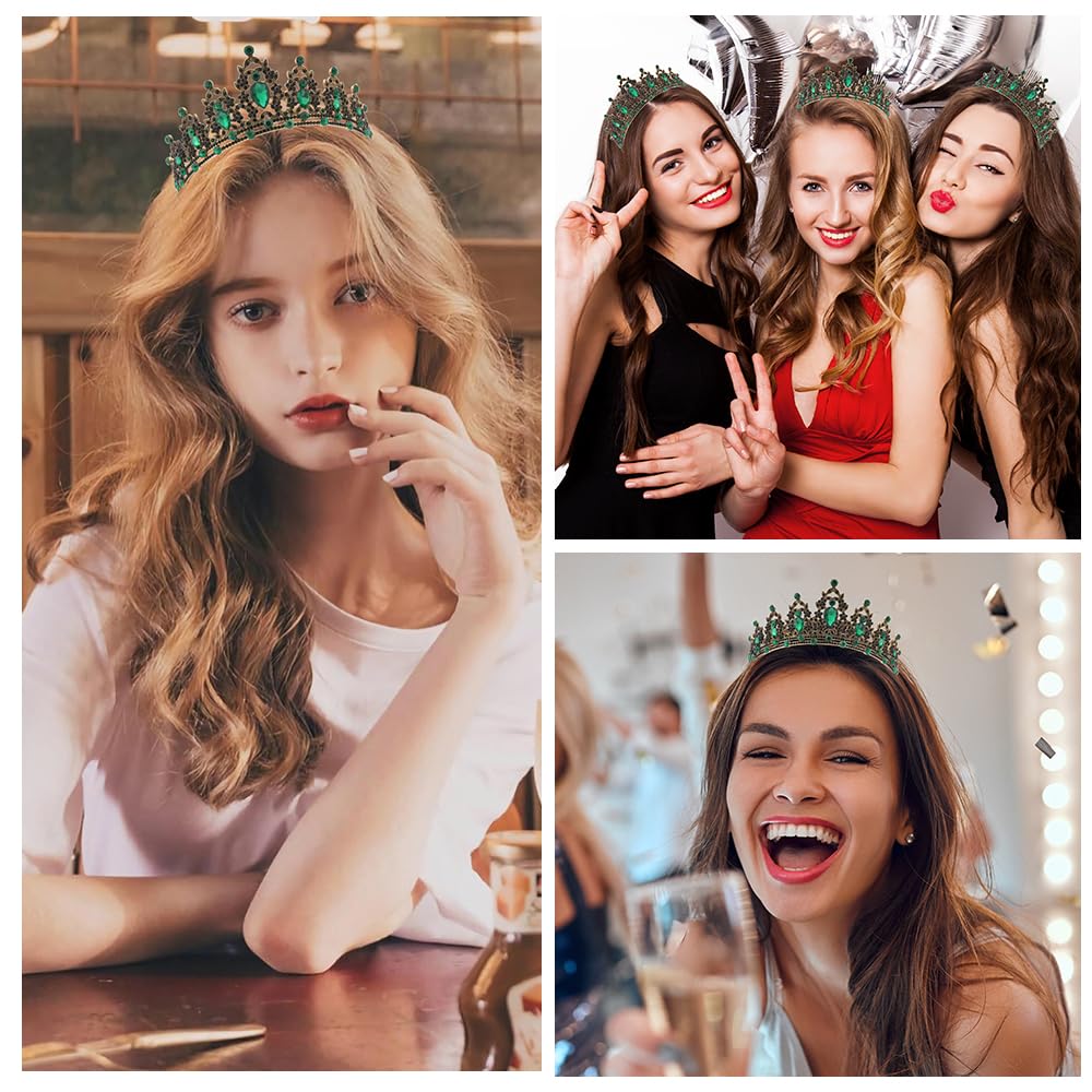 Silver Birthday Crown Headband with Sash for Women - Rhinestone Tiara for Birthday Parties
