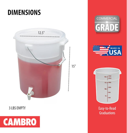Cambro DSPR6148 SIX-GALLON (22,7 L) BEVERAGE DISPENSER, White, 22 Quart Case of 1