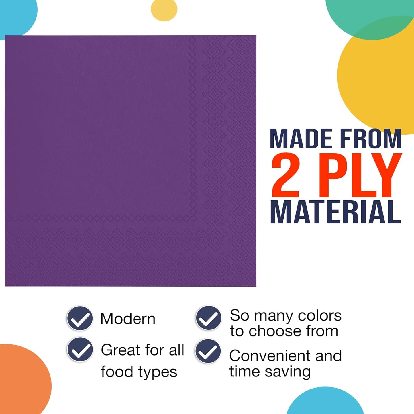 Party Solids Purple Paper Napkins Disposable Everyday 50 Pcs 2 Ply Purple Dinner Napkins Paper Everyday For Parties & Party Supplies