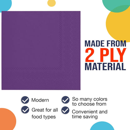 Party Solids Purple Paper Napkins Disposable Everyday 50 Pcs 2 Ply Purple Dinner Napkins Paper Everyday For Parties & Party Supplies