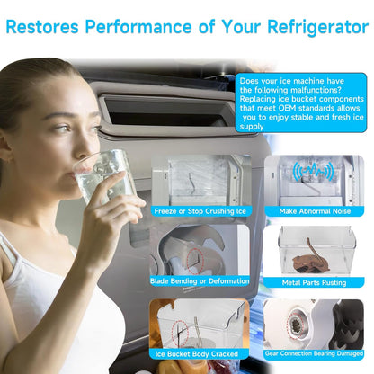 WPW10347093 Removable Ice Bin Compatible with Whirlpool Ice Bucket Replacement, W10347093 Ice Maker Assembly for Whirlpool Refrigerator Ice Bin