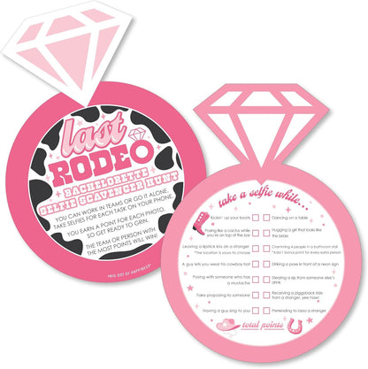 Big Dot of Happiness Last Rodeo - Selfie Scavenger Hunt - Pink Cowgirl Bachelorette Party Game - Set of 12