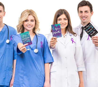 Cinrobiye 24 Pcs Suicide Prevention Awareness Mini Pocket Notebook Bulk Teal Purple Ribbon Motivational Notebook for Suicide Prevention Month Charity Mental Health Care Seminar Party Favors Gifts