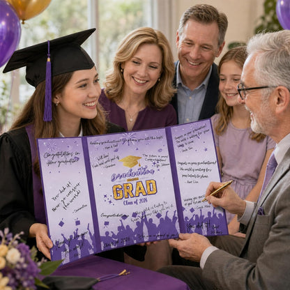 Graduation Guest Book 2026, Blue Gold Graduation Decorations Class of 2026 Graduates Sign in Book Signature Board Congrats Grad Decor Party Supplies, High School College Graduations Gifts for Her Him