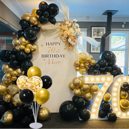 4 Set Balloon Stand Kit for Table Centerpieces With Balloon and Base Party Decorations for Birthday Wedding Retirement Graduation Baby Shower (Navy Silver)