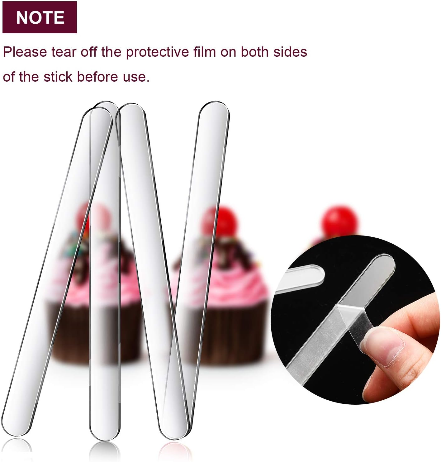 Geiserailie 80 Pcs Acrylic Sticks 4.5 Inch Reusable Cakesicle Sticks Mirror Ice Cream Cakesicle Mold DIY Cake Pop for Candy Ice Cream DIY Crafts(Clear)