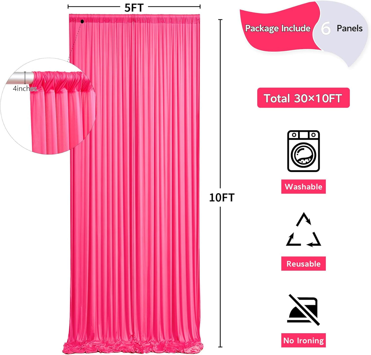 10 ft x 10 ft Wrinkle Free White Backdrop Curtains for Wedding Parties, Polyester Photography Backdrop Drapes for Birthday Parties Stage Backdrop Stand, 2 Panels 5x10FT Background Curtains