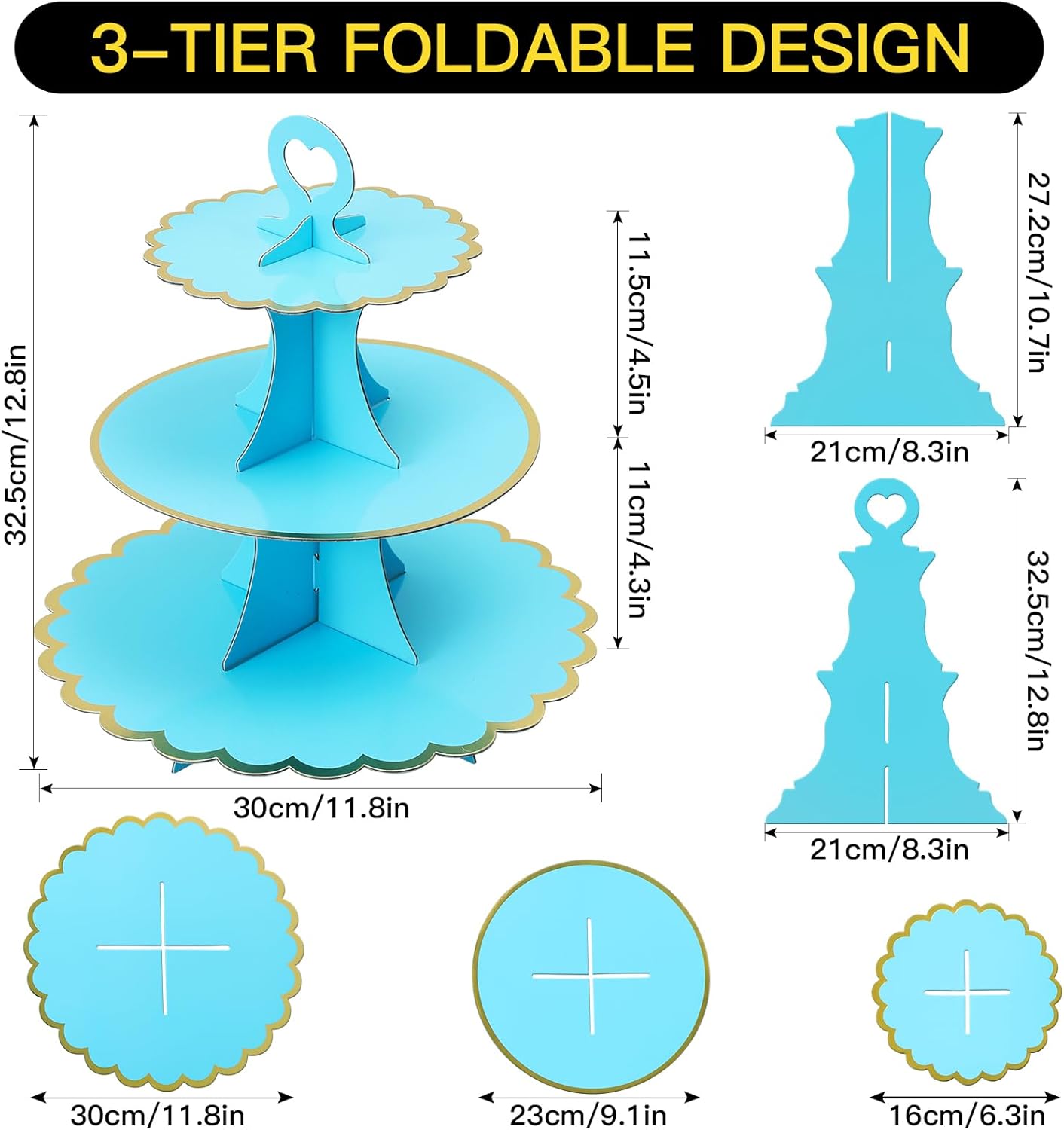 Soleebee 3-Tier Cupcake Stand, Cardboard Cupcake Tower, Cup Cake Stand Tower for Birthday Wedding Party Decoration, Cupcake Tier Stand Desserts Display 1 Set (Purple Gold)
